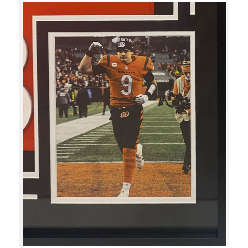 Joe Burrow Autographed Bengals 35" x 43" Framed Orange Nike Limited Jersey Fanatics