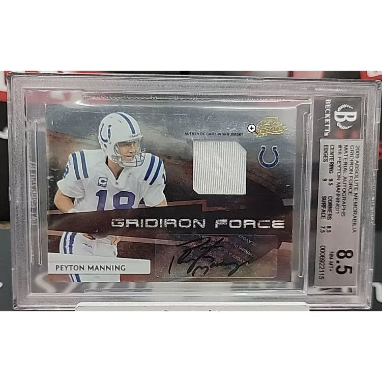 2009 Peyton Manning Playoff Absolute Gridiron Force Auto Patch 1/1 One Of One