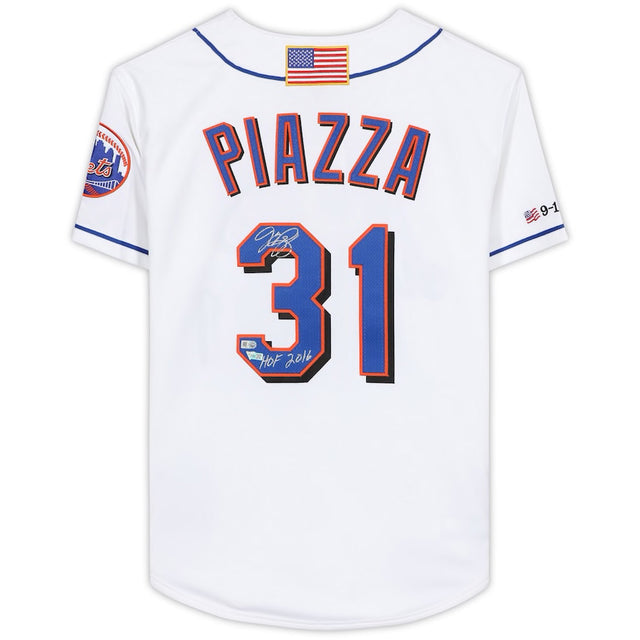 MIKE PIAZZA Autographed and Inscribed "HOF 2016" New York Mets Authentic Jersey FANATICS