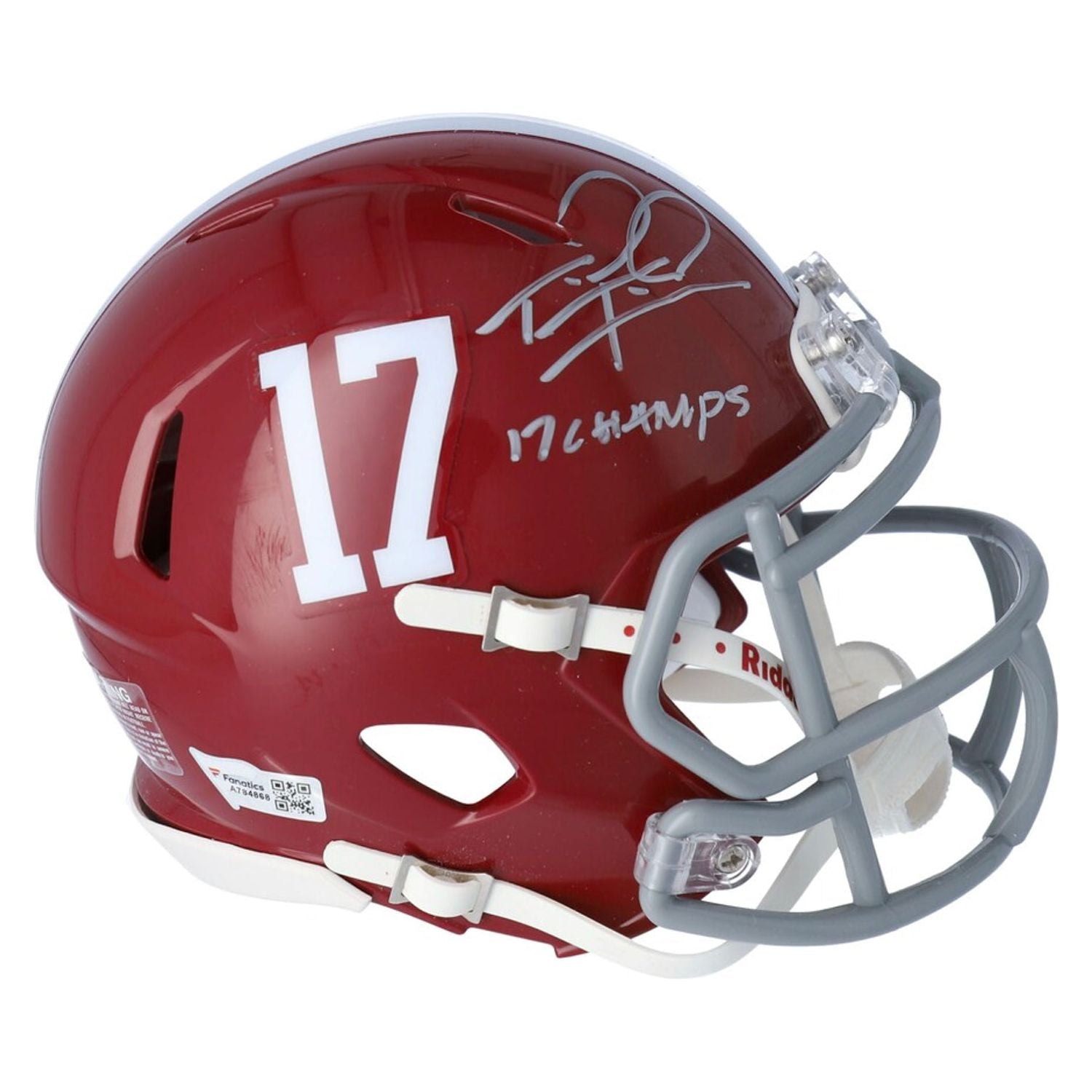 TUA TAGOVAILOA Autographed Alabama Crimson Tide "17 Champs" Speed Mini Helmet FANATICS