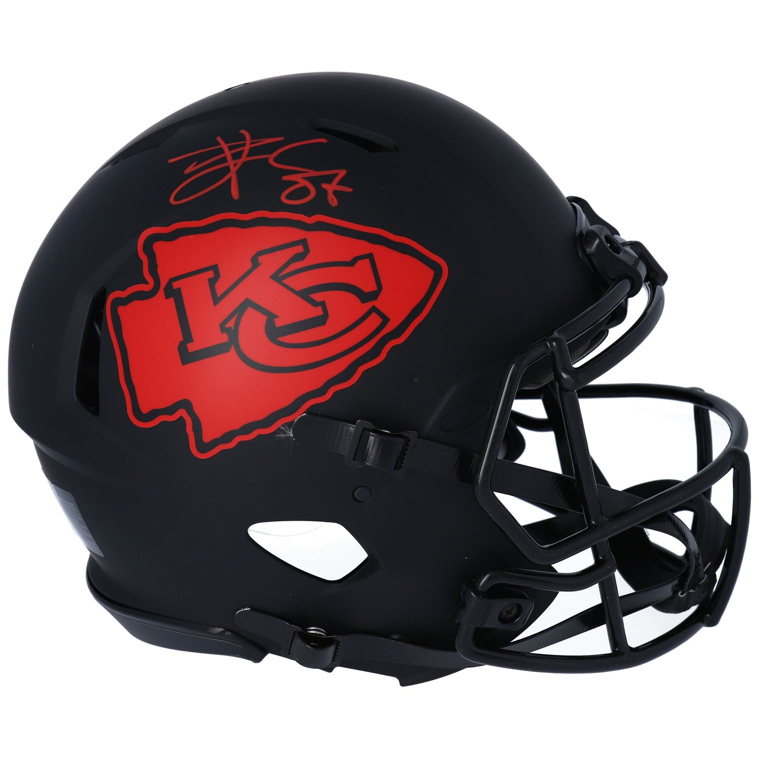 TRAVIS KELCE Autographed Kansas City Chiefs Eclipse Authentic Speed Helmet FANATICS