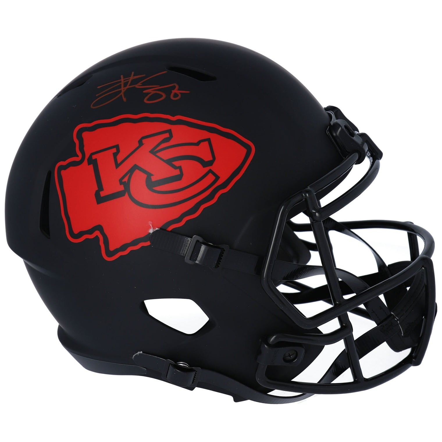 TRAVIS KELCE Autographed Kansas City Chiefs Eclipse Full Size Speed Helmet FANATICS