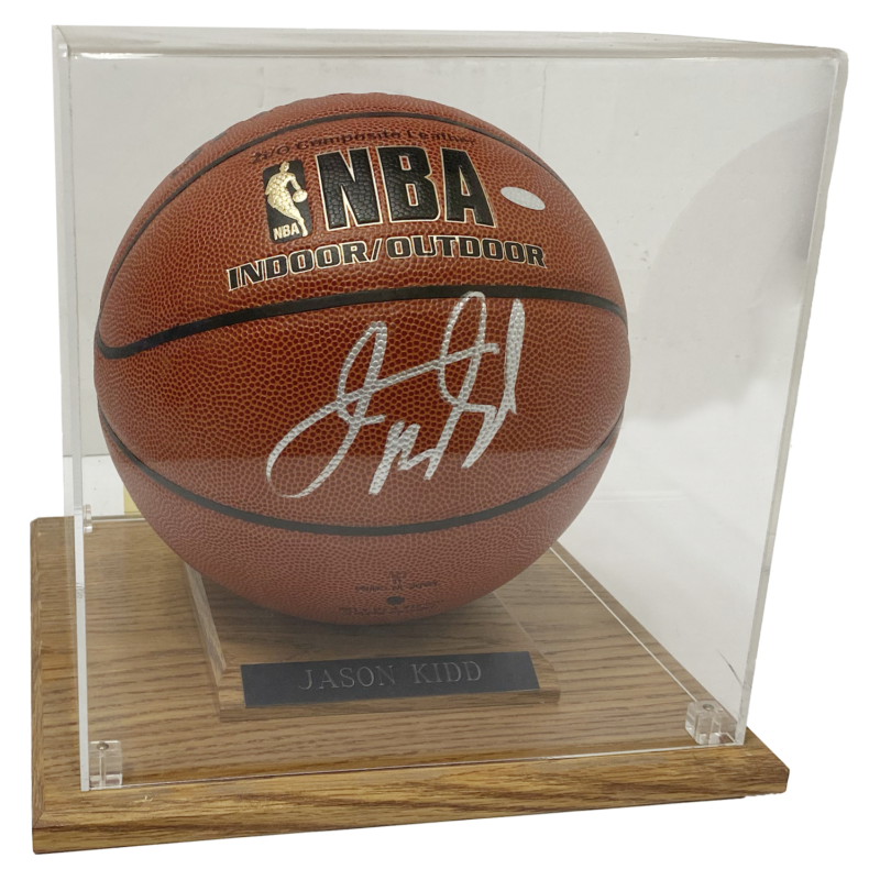 Jason Kidd Autographed Basketball w/ Case and Nameplate Steiner