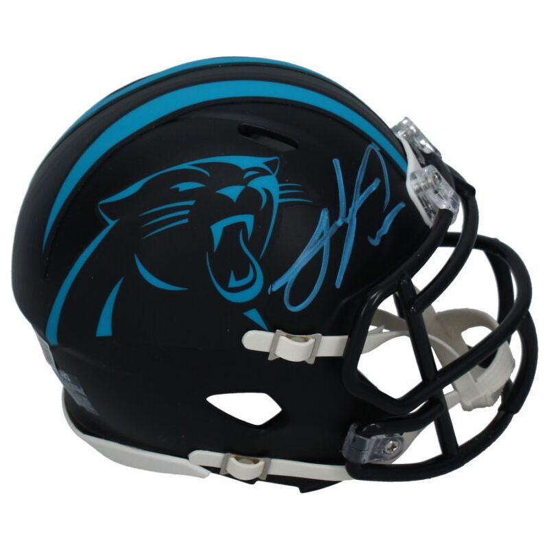 Julius Peppers Autographed Carolina Panthers Black Alternate Mini Speed Helmet Beckett