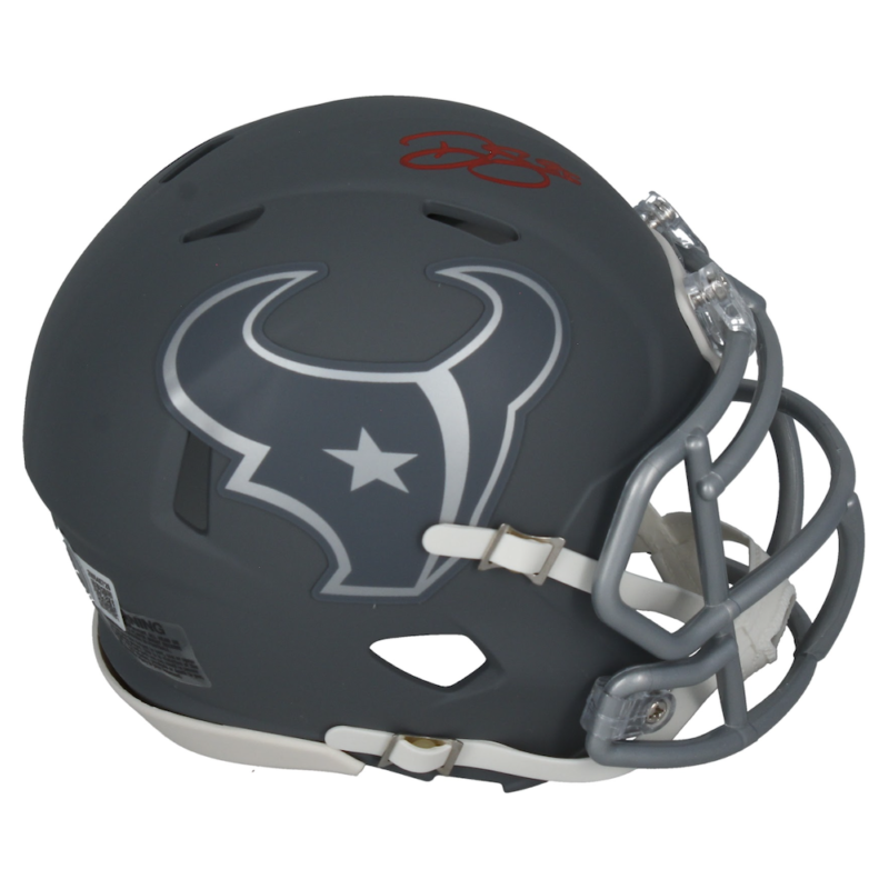 Dalton Schultz Autographed (In Red) Texans Slate Mini Speed Helmet Beckett
