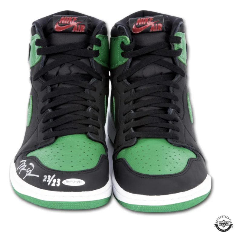 Michael Jordan Autographed Nike 1 Retro High Pine Green & Black Shoes UDA LE 23