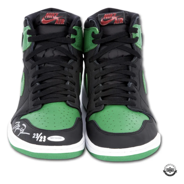 Michael Jordan Autographed Nike 1 Retro High Pine Green & Black Shoes UDA LE 23