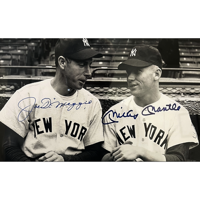 Mickey Mantle / Joe DiMaggio Autographed Yankees 16" x 20" Photograph JSA
