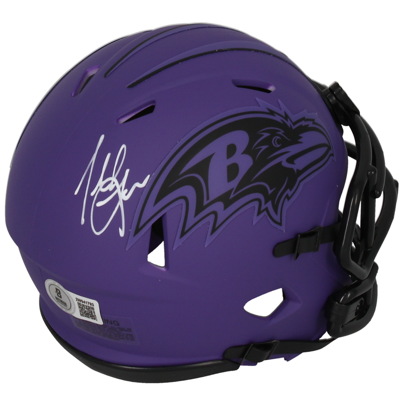 Terrell Suggs Autographed Baltimore Ravens 'RAVE' Mini Speed Helmet Beckett