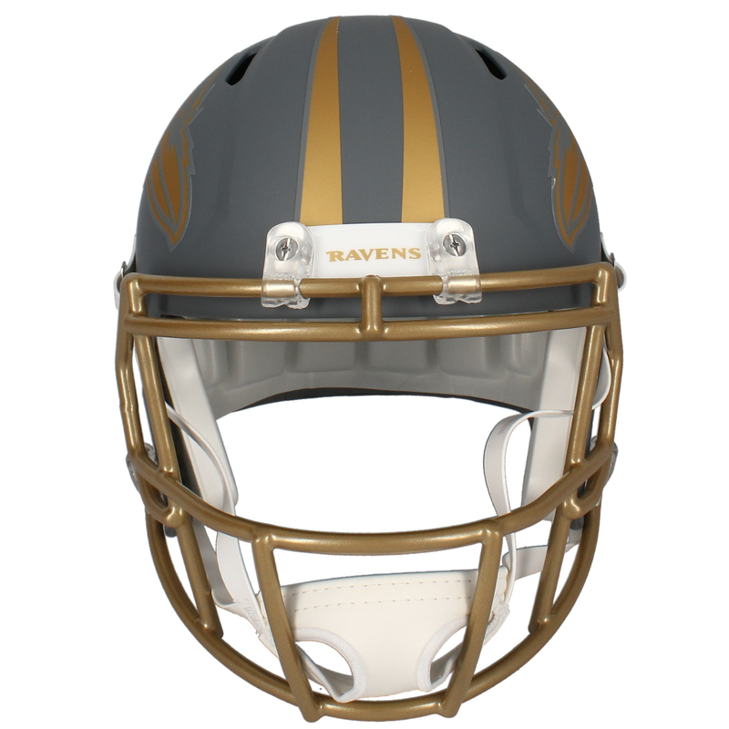 Ray Lewis Autographed Ravens Slate Full Size Speed Helmet Beckett Witnessed