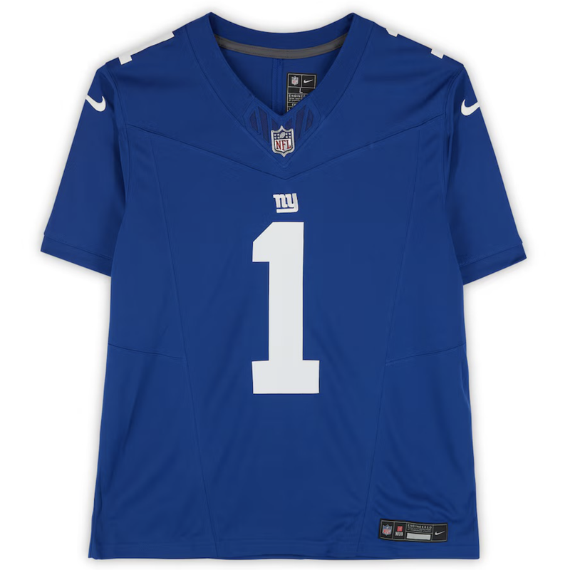 Malik Nabers Autographed New York Giants Royal Blue Nike Limited Jersey Fanatics