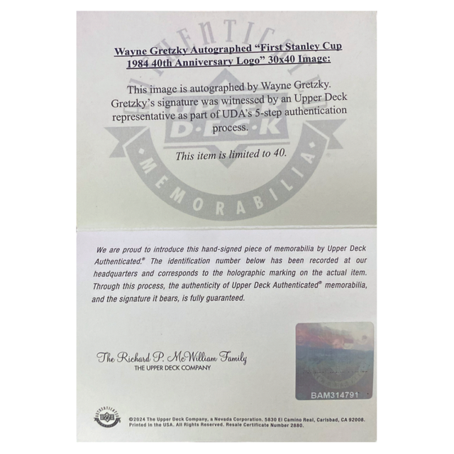 Wayne Gretzky Autographed Edmonton Oilers "1st Stanley Cup" 40th Anniv. 30" x 40" Collage UDA LE