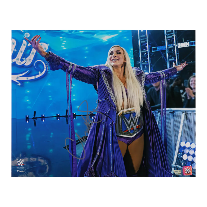 Charlotte Flair Autographed (Silver) WWE Entrance w/Title 16 x 20 Photo Fanatics