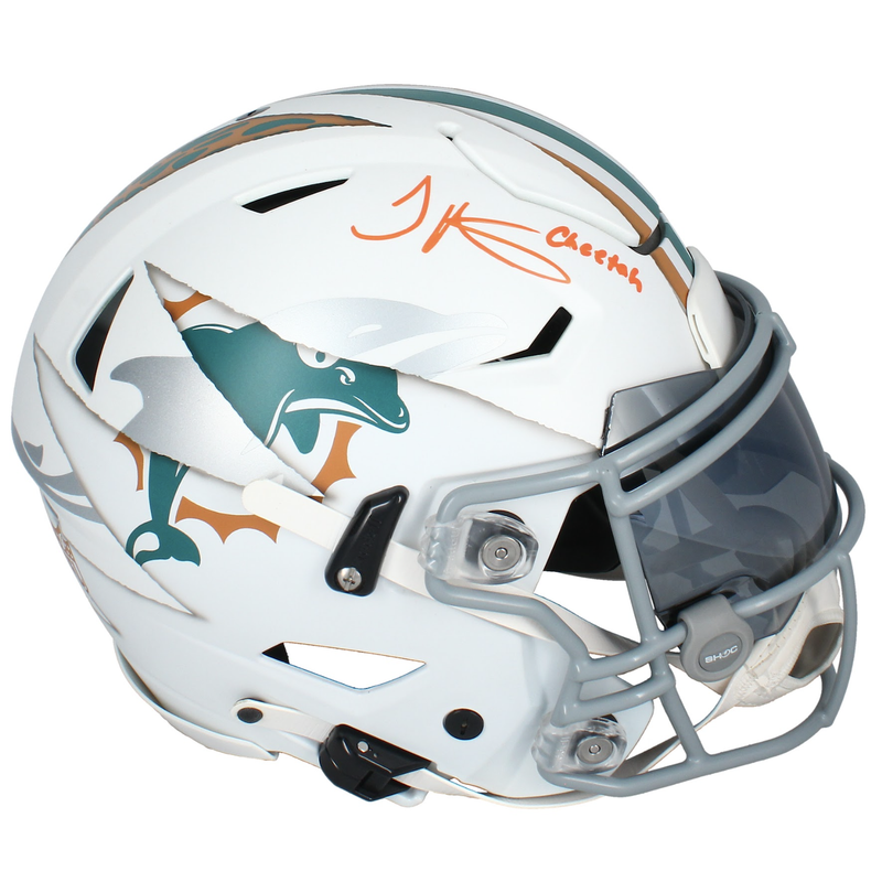 Tyreek Hill Signed "Cheetah" Dolphins Painted Speedflex Helmet Fanatics LE 2/2