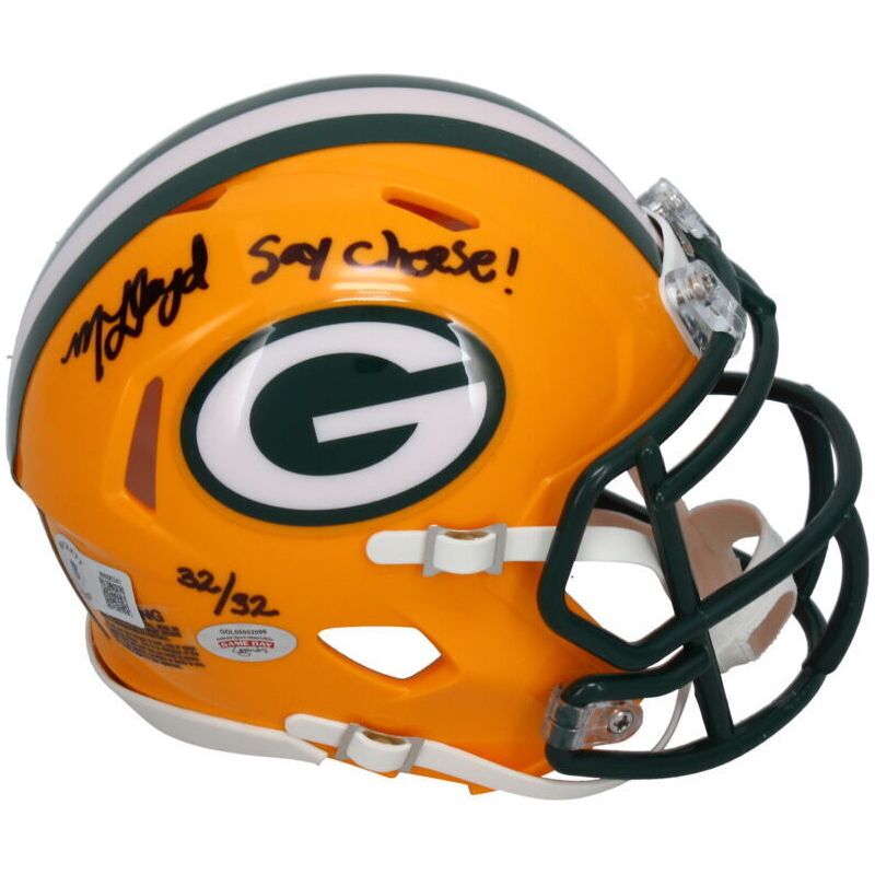 MarShawn Lloyd Autographed "Say Cheese" Packers Mini Helmet Beckett GDL LE 32/32