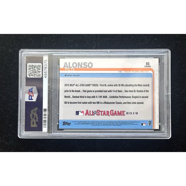 2019 Topps Chrome #86 Pete Alonso New York Mets PSA 8 Update RC HR Derby Champ Mets