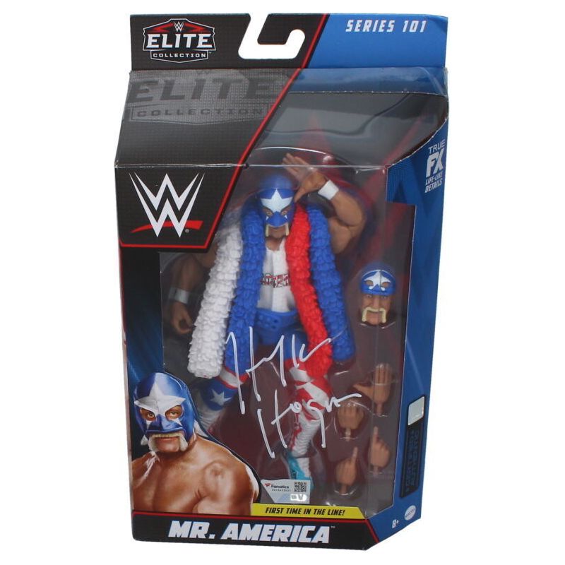 Hulk Hogan Autographed WWE Mattel Elite 101 Mr. America Action Figure Fanatics