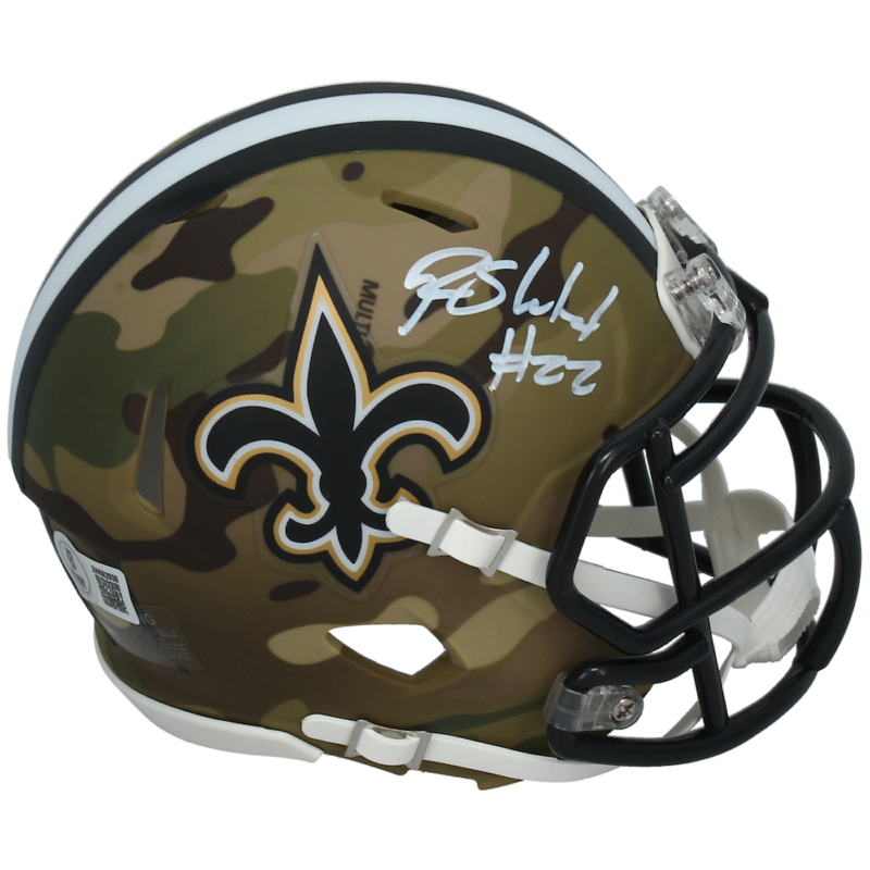 Rashid Shaheed Autographed (White) New Orleans Saints 'Camo' Mini Speed Helmet Beckett