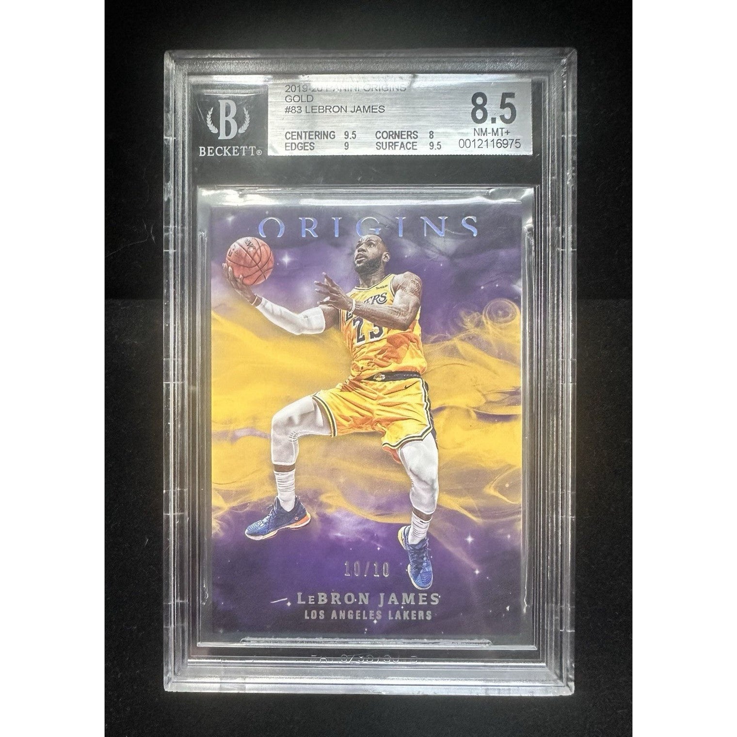 2019-20 Panini Origins Rare Gold LeBron James Lakers Jersey BGS 8.5 #10/10