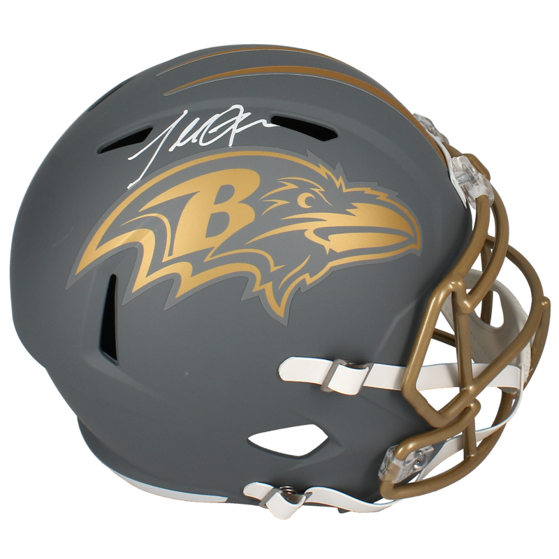 Terrell Suggs Autographed Ravens Full Size 'Slate' Speed Helmet Beckett