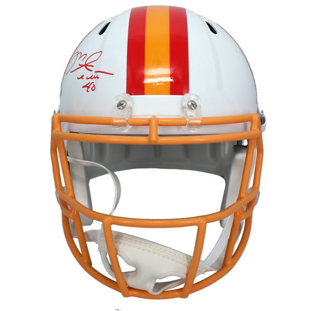 Mike Alstott Autographed Buccaneers Throwback Full Size Speed Helmet Beckett