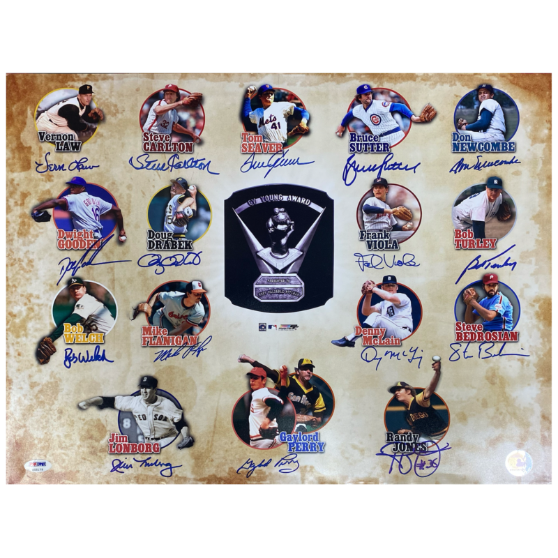 Cy Young Winners Autographed 16" X 20" Photograph 16 Signatures PSA/DNA