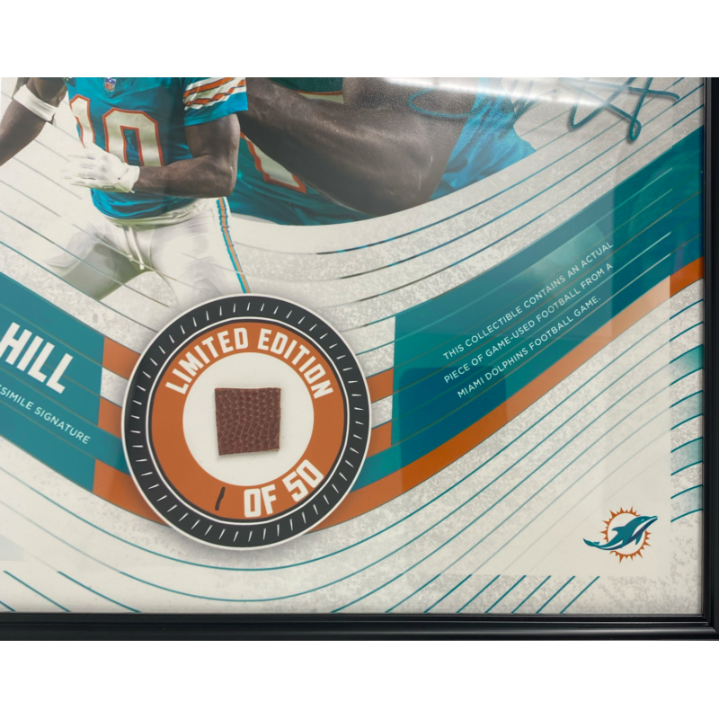 Tyreek Hill Miami Dolphins Framed 15 x 17 Game Used Football Collage LE 1/50