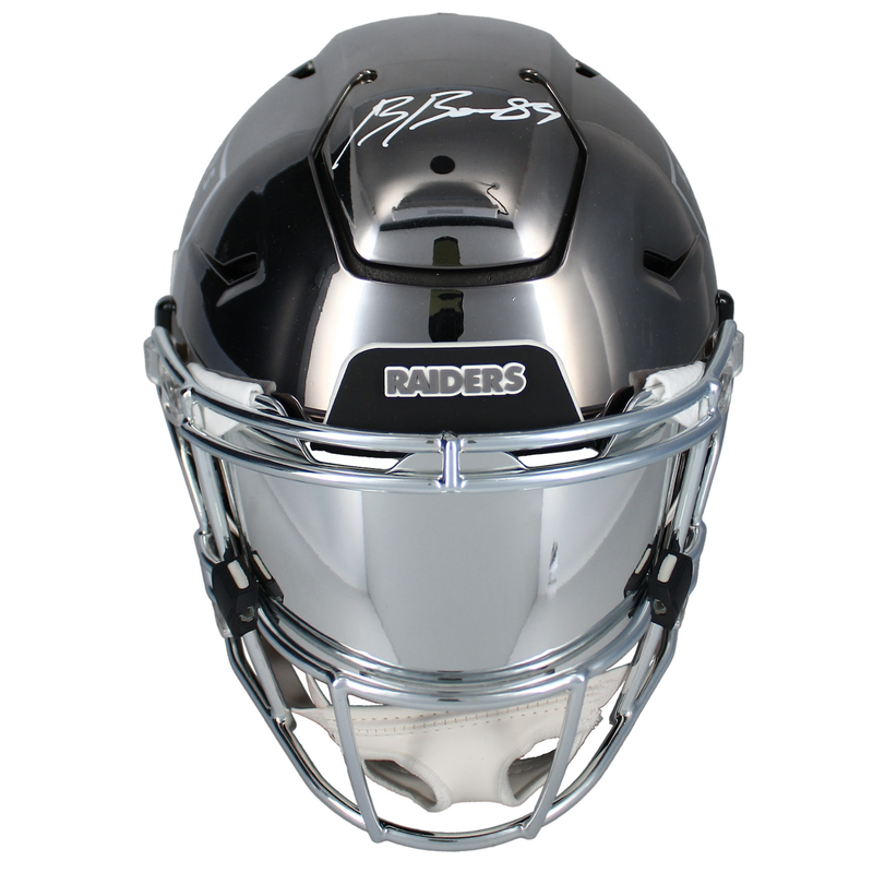 Brock Bowers Autographed Raiders Custom Chrome SpeedFlex Helmet Beckett