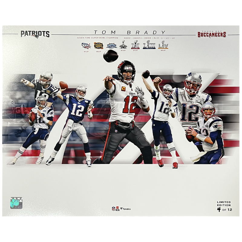 Tom Brady Unsigned "7x Champ" Commemorative 16" x 20" Photograph LE 12