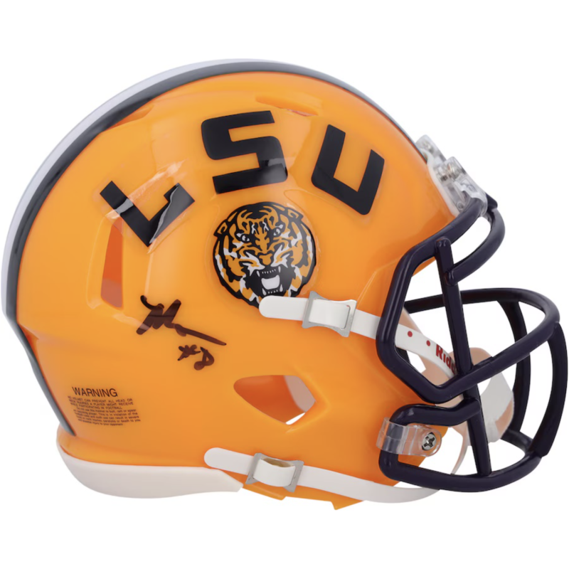 Malik Nabers Autographed LSU Tigers Yellow Mini Speed Helmet Fanatics