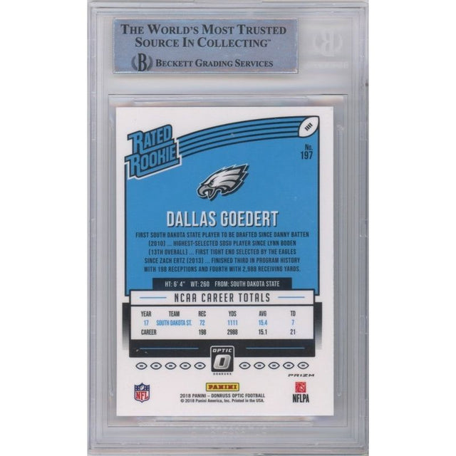 Dallas Goedert Autographed Philadelphia Eagles 2018 Donruss Optic Pink RC Card #197 Eagles BAS