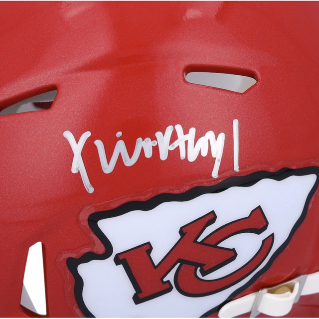 Xavier Worthy Autographed Kansas City Chiefs Mini Speed Helmet Fanatics