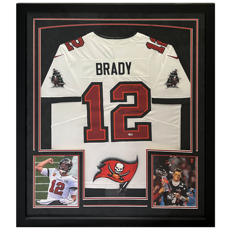 Tom Brady Autographed "SB LV Champ" Buccaneers Framed Nike White Jersey Fanatics