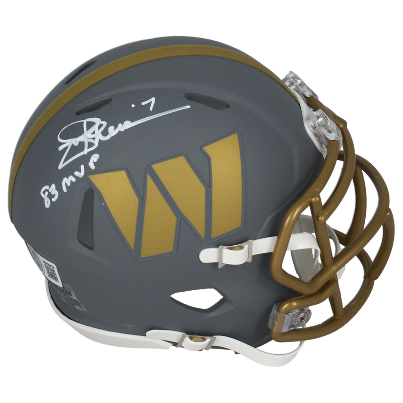 Joe Theismann Autographed Washington Commanders "83 MVP" Slate Mini Helmet Beckett