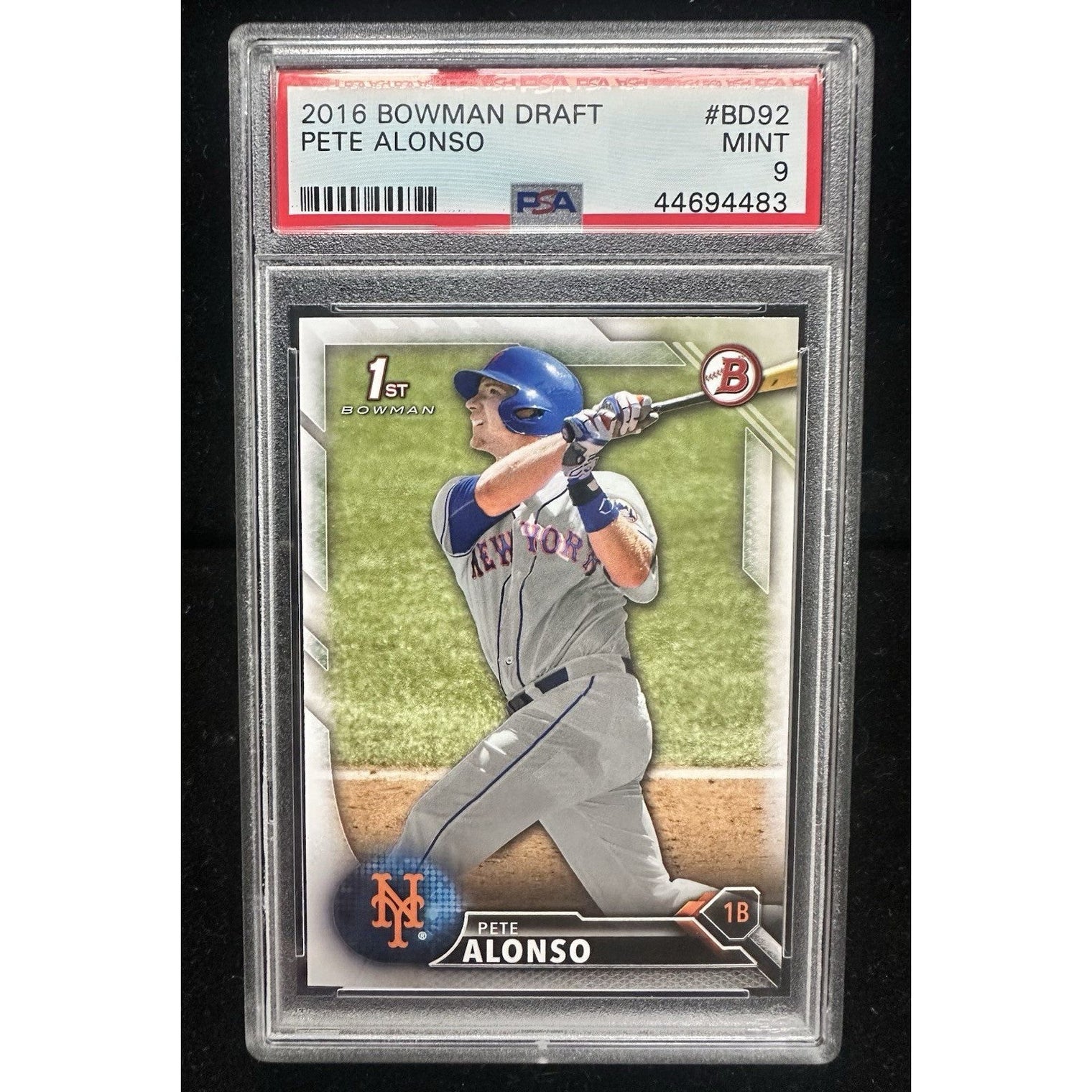 2016 Bowman Draft #BD92 PETE ALONSO New York Mets ROOKIE PSA 9