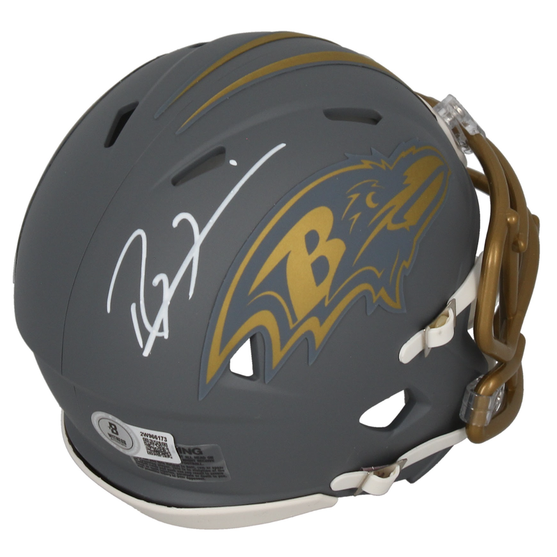 Ray Lewis Autographed Baltimore Ravens 'Slate' Mini Speed Helmet Beckett