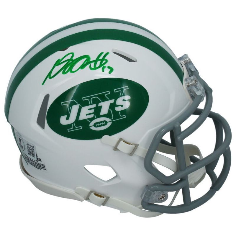 Davante Adams Autographed New York Jets 2024 Alt. Mini Speed Helmet Beckett