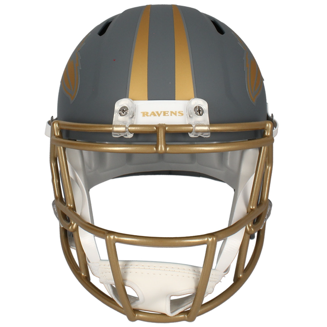 Ed Reed Autographed Ravens Full Size 'Slate' Replica Speed Helmet Beckett