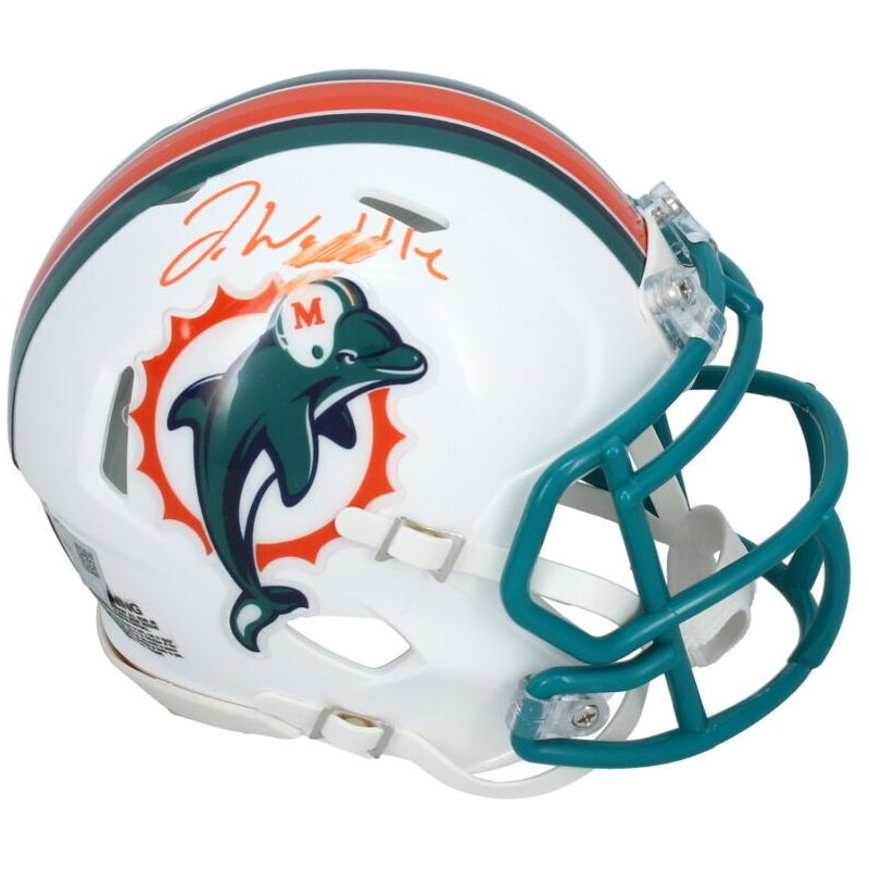 Jaylen Waddle Autographed (Orange) Dolphins Mini Speed Helmet Fanatics