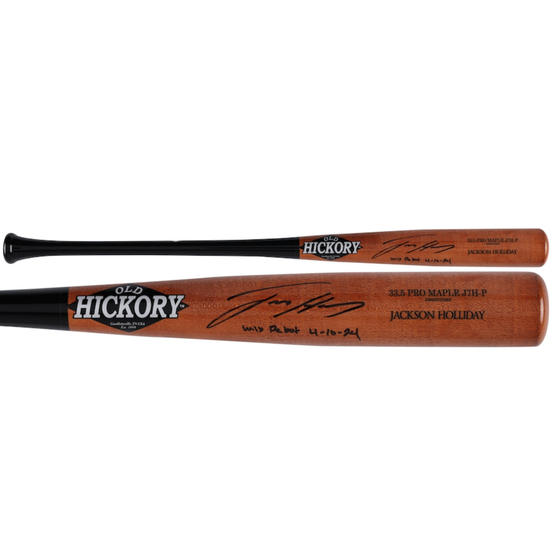 Jackson Holliday Autographed Orioles "MLB Debut 4-10-24" Game Model Bat Fanatics