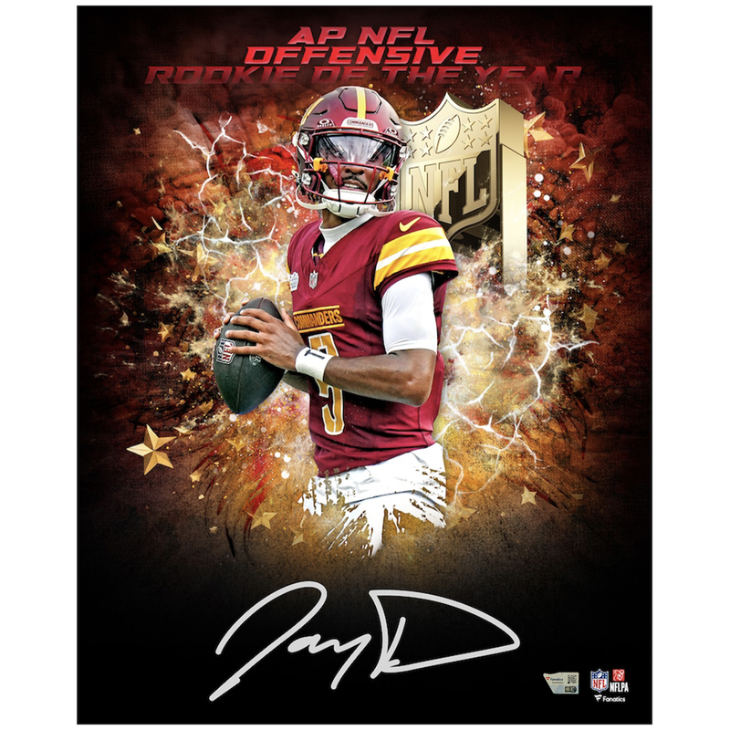 Jayden Daniels Autographed '24 OROY' Washington Commanders 16" x 20" Photograph Fanatics