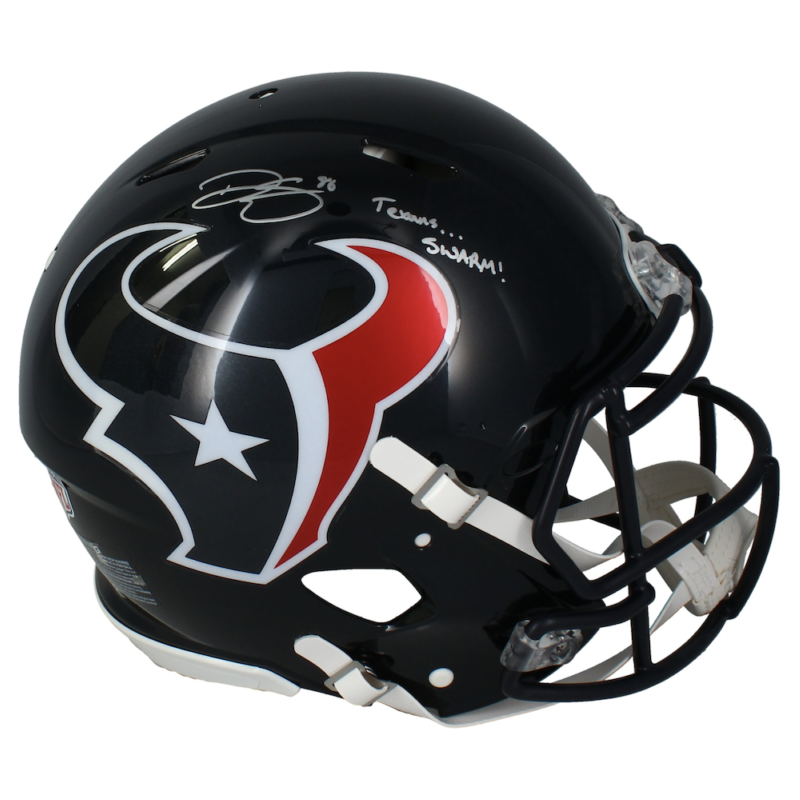 Dalton Schultz Autographed "Texans Swarm!" 2024 Authentic Speed Helmet Beckett