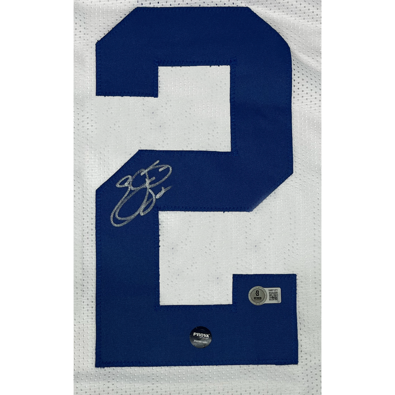 Emmitt Smith of the Cowboys Autographed Custom White #22 Jersey Beckett