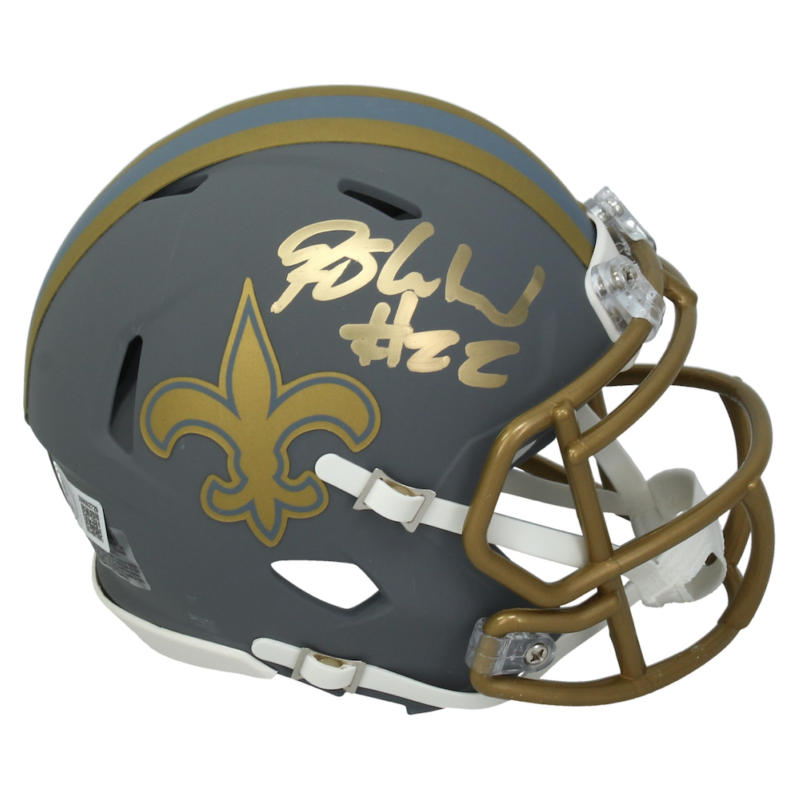 Rashid Shaheed Autographed New Orleans Saints 'Slate' Mini Speed Helmet Beckett
