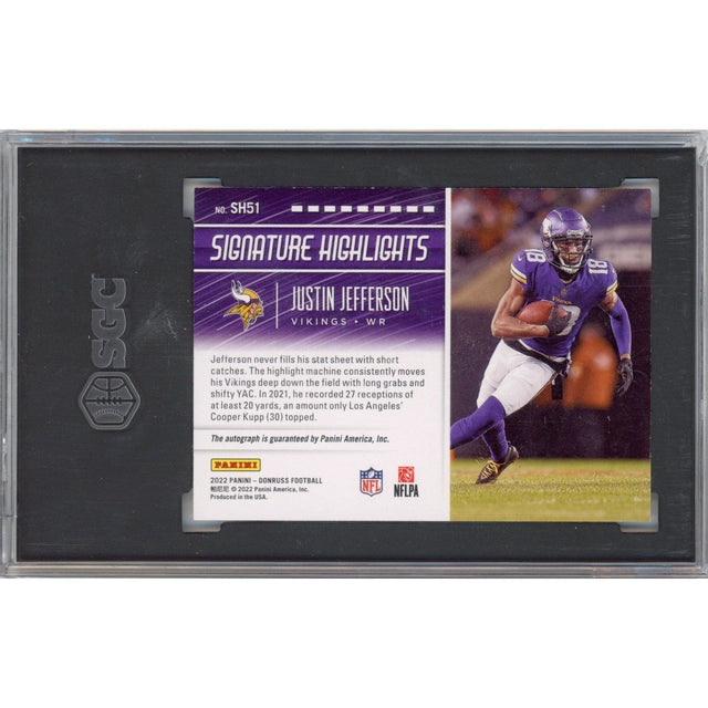 2022 Panini Donruss - Justin Jefferson #SH51 Vikings - SGC 8.5 / Auto 10