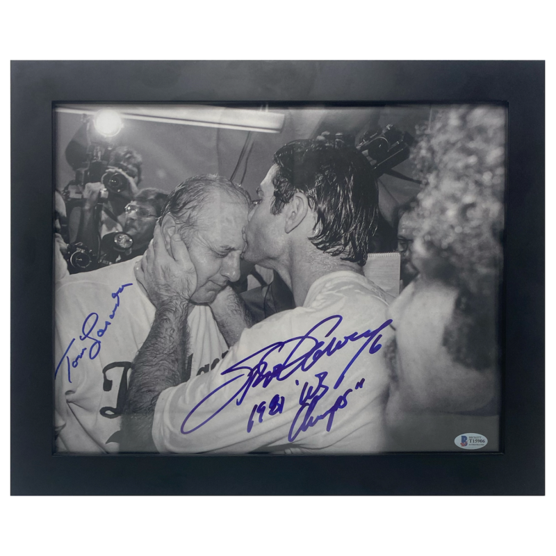 Steve Garvey & Tommy Lasorda Auto Dodgers 11" x 14" Framed WS Photo Beckett