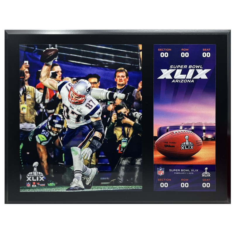 Rob Gronkowski Patriots 12" x 15" SB XLIX Sublimated Plaque w/Replica Ticket