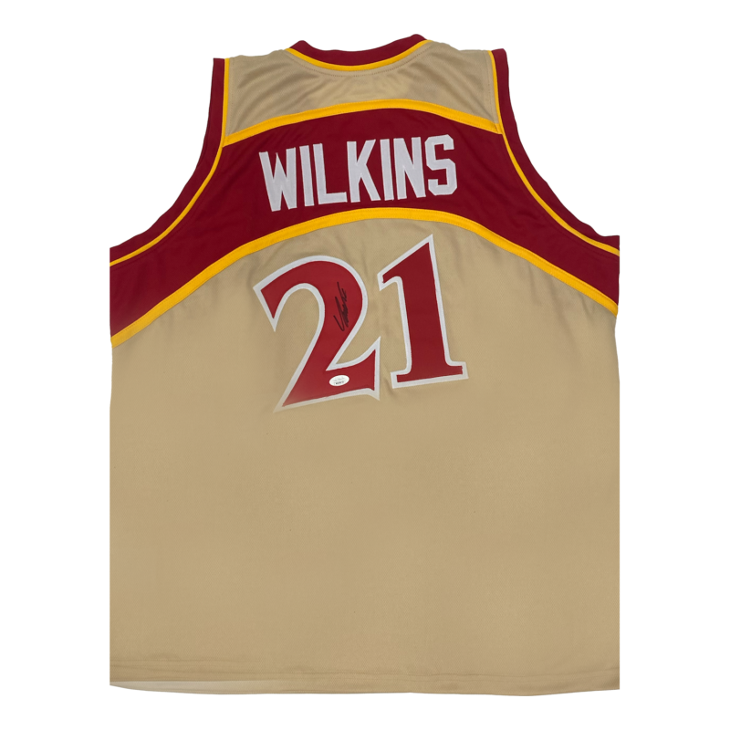 Dominique Wilkins Autographed Red/Gold Atlanta Hawks Custom #21 Jersey JSA