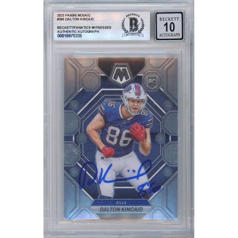 Dalton Kincaid Autographed 2023 Panini Mosaic RC Card #305 Bills BAS 10
