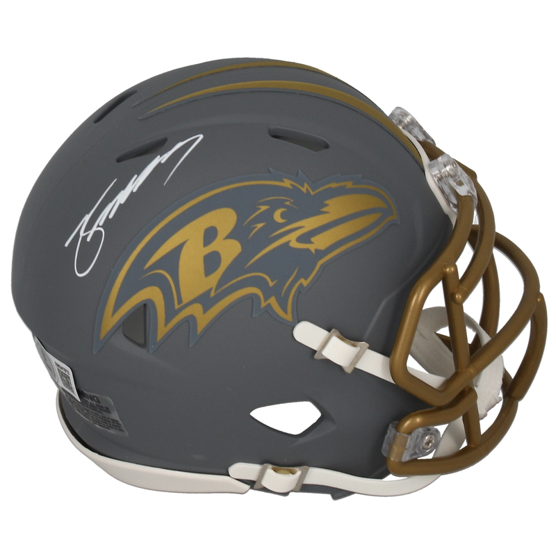 Zay Flowers Autographed Baltimore Ravens 'Slate' Mini Speed Helmet Beckett